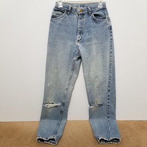 Wrangler jeans Size? VINTAGE distressed dirt embedded ripped torn straight denim
